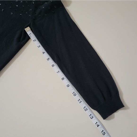 Gap Women's Black Elbow-length Roundneck Sequin & Bead Bodice Pullover Sweater - Picture 6 of 14